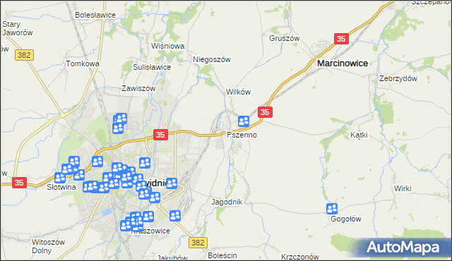 mapa Pszenno, Pszenno na mapie Targeo