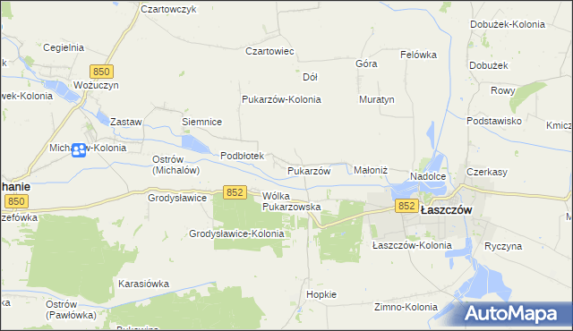 mapa Pukarzów gmina Łaszczów, Pukarzów gmina Łaszczów na mapie Targeo