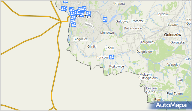 mapa Puńców, Puńców na mapie Targeo