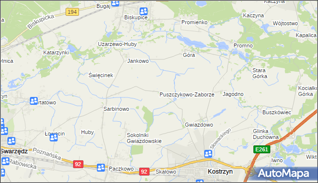 mapa Puszczykowo-Zaborze, Puszczykowo-Zaborze na mapie Targeo