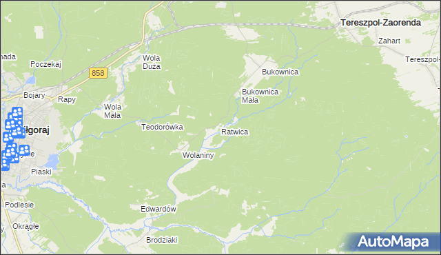 mapa Ratwica, Ratwica na mapie Targeo