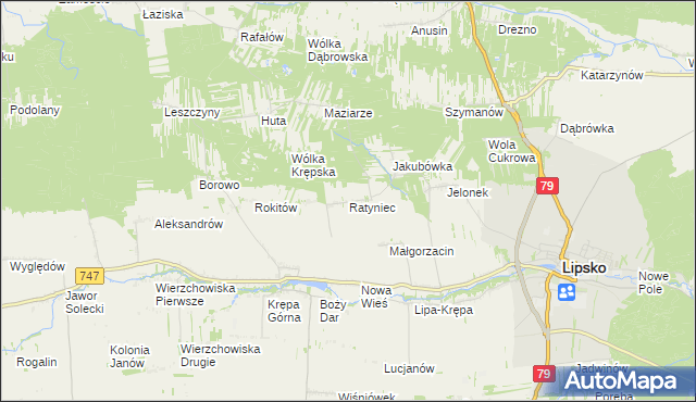mapa Ratyniec, Ratyniec na mapie Targeo