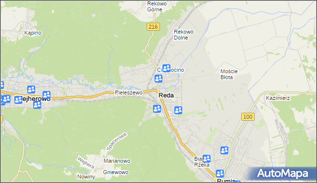 mapa Reda, Reda na mapie Targeo
