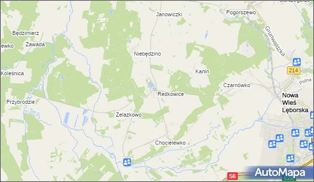 mapa Redkowice, Redkowice na mapie Targeo