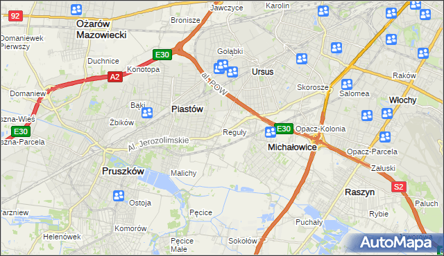 mapa Reguły, Reguły na mapie Targeo