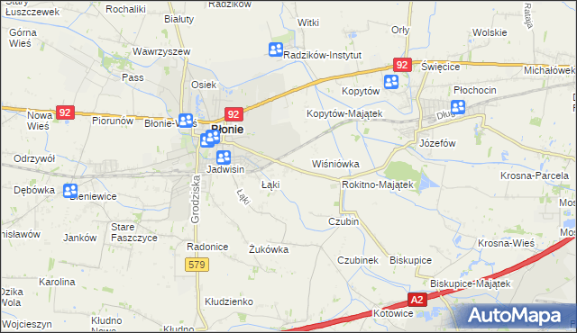 mapa Rokitno gmina Błonie, Rokitno gmina Błonie na mapie Targeo