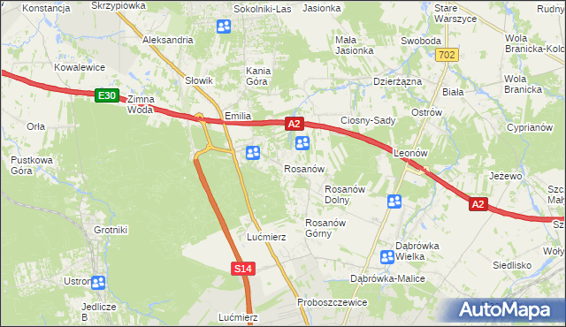 mapa Rosanów, Rosanów na mapie Targeo