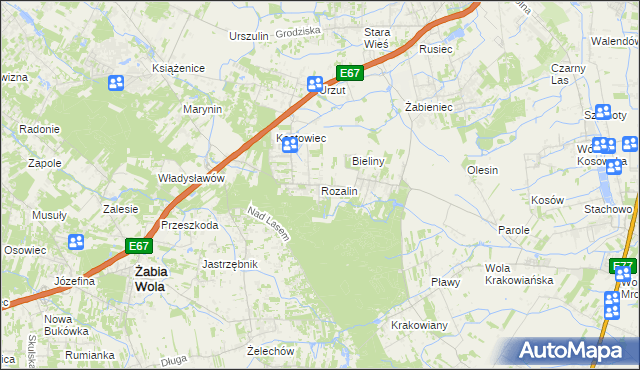 mapa Rozalin gmina Nadarzyn, Rozalin gmina Nadarzyn na mapie Targeo