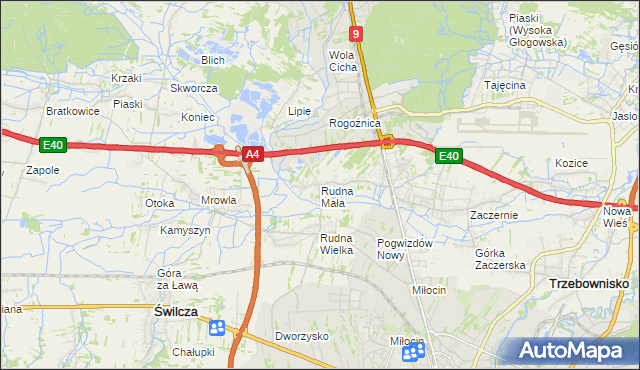 mapa Rudna Mała gmina Głogów Małopolski, Rudna Mała gmina Głogów Małopolski na mapie Targeo