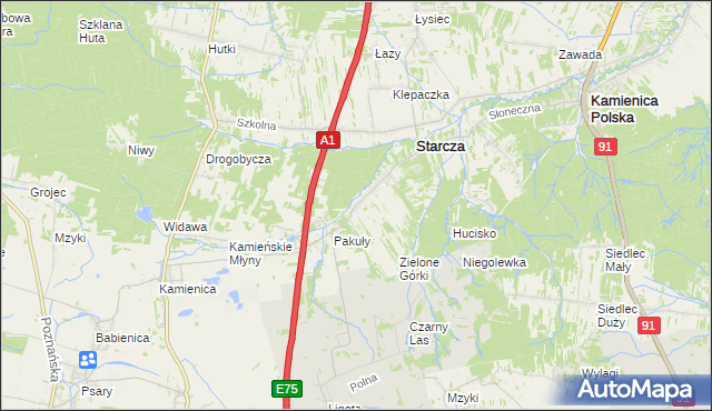 mapa Rudnik Mały gmina Starcza, Rudnik Mały gmina Starcza na mapie Targeo