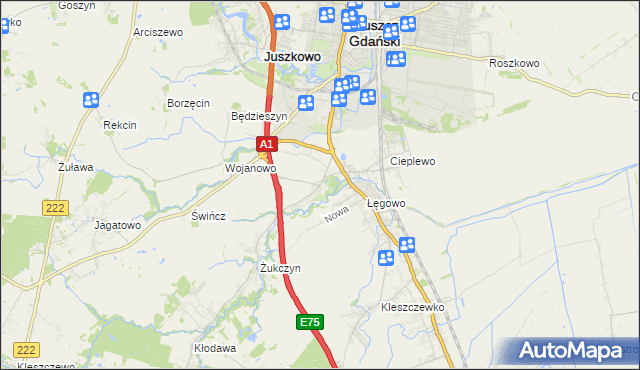 mapa Rusocin gmina Pruszcz Gdański, Rusocin gmina Pruszcz Gdański na mapie Targeo