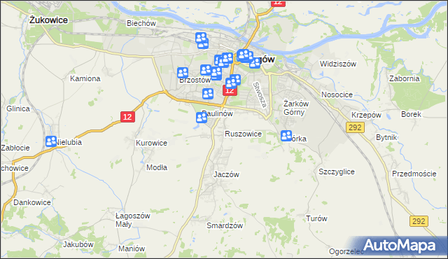 mapa Ruszowice gmina Głogów, Ruszowice gmina Głogów na mapie Targeo