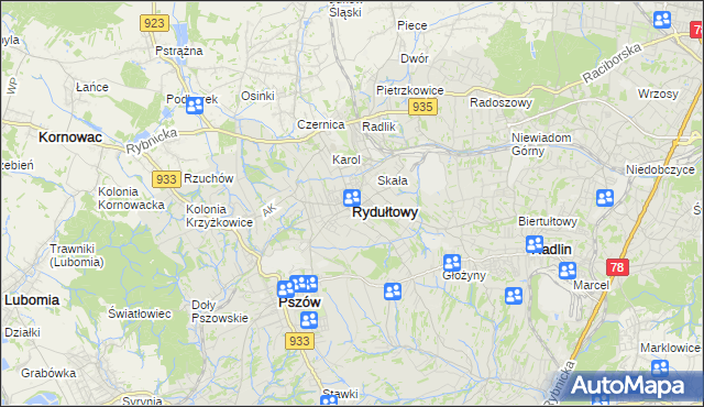 mapa Rydułtowy, Rydułtowy na mapie Targeo