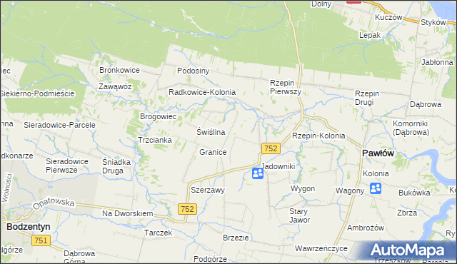 mapa Rzepinek gmina Pawłów, Rzepinek gmina Pawłów na mapie Targeo