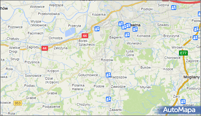 mapa Rzozów, Rzozów na mapie Targeo