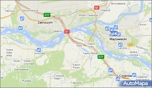 mapa Sady gmina Czosnów, Sady gmina Czosnów na mapie Targeo