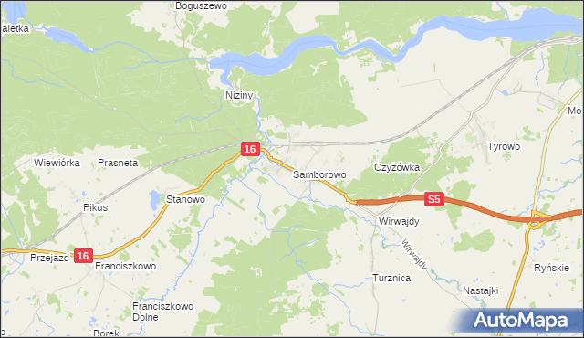 mapa Samborowo, Samborowo na mapie Targeo