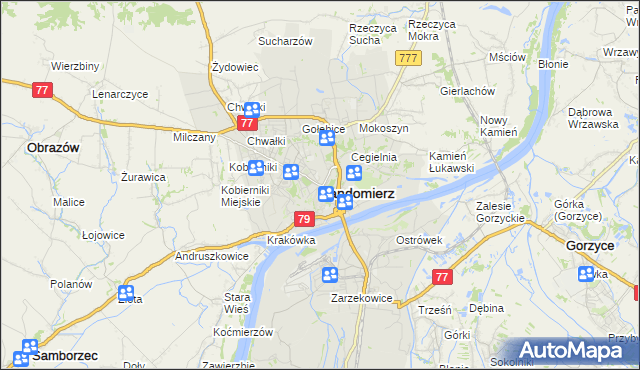 mapa Sandomierza, Sandomierz na mapie Targeo