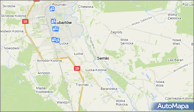 mapa Serniki, Serniki na mapie Targeo