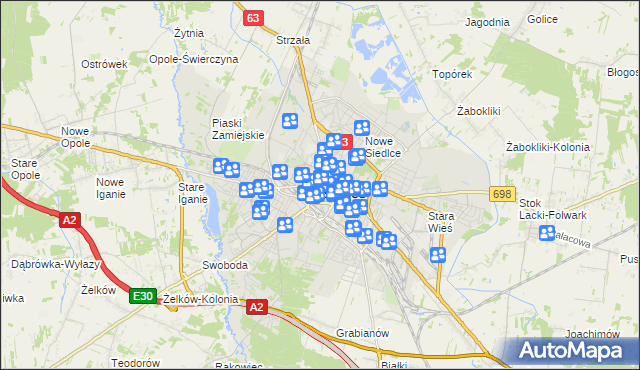 mapa Siedlce, Siedlce na mapie Targeo