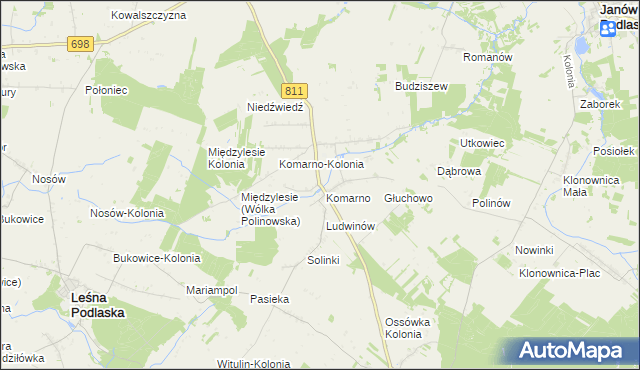 mapa Siekierka gmina Konstantynów, Siekierka gmina Konstantynów na mapie Targeo