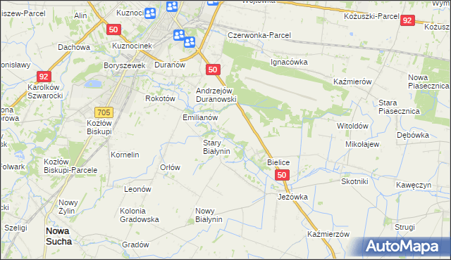 mapa Sielice, Sielice na mapie Targeo