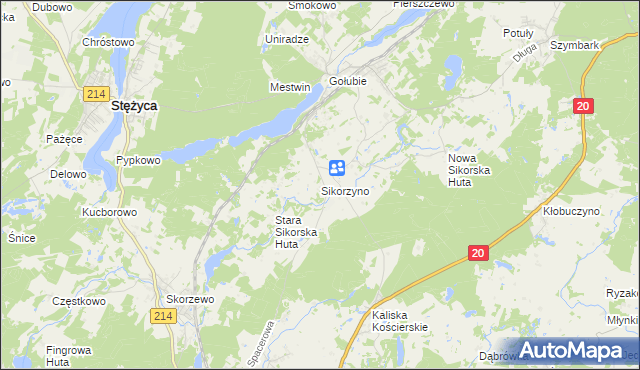 mapa Sikorzyno, Sikorzyno na mapie Targeo