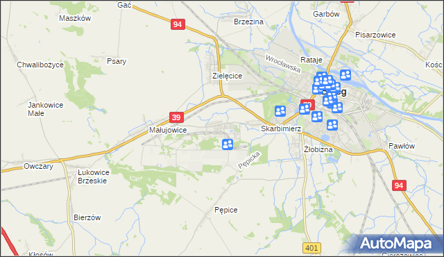 mapa Skarbimierz-Osiedle, Skarbimierz-Osiedle na mapie Targeo