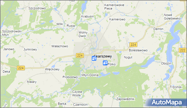 mapa Skarszewy powiat starogardzki, Skarszewy powiat starogardzki na mapie Targeo