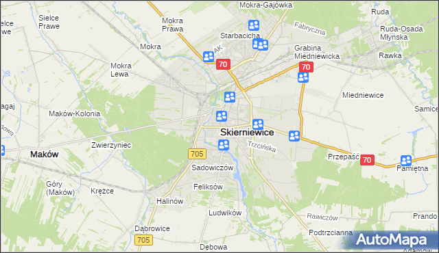 mapa Skierniewic, Skierniewice na mapie Targeo