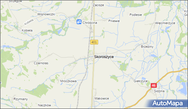 mapa Skoroszyce, Skoroszyce na mapie Targeo