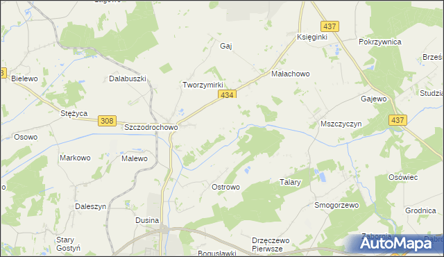 mapa Skowronki gmina Gostyń, Skowronki gmina Gostyń na mapie Targeo
