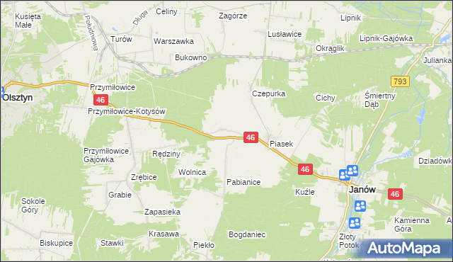 mapa Skowronów gmina Janów, Skowronów gmina Janów na mapie Targeo