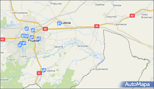 mapa Skrzypiec gmina Lubrza, Skrzypiec gmina Lubrza na mapie Targeo