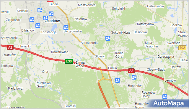 mapa Słowik gmina Zgierz, Słowik gmina Zgierz na mapie Targeo