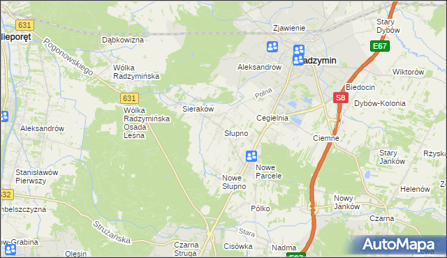 mapa Słupno gmina Radzymin, Słupno gmina Radzymin na mapie Targeo