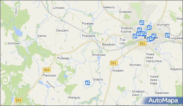 mapa Smokowo gmina Kętrzyn, Smokowo gmina Kętrzyn na mapie Targeo