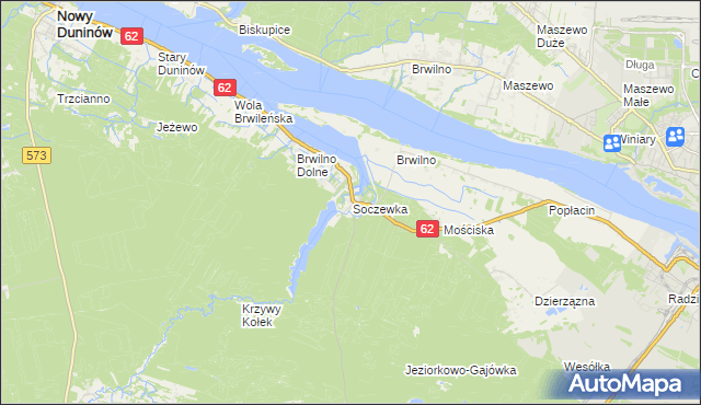 mapa Soczewka gmina Nowy Duninów, Soczewka gmina Nowy Duninów na mapie Targeo
