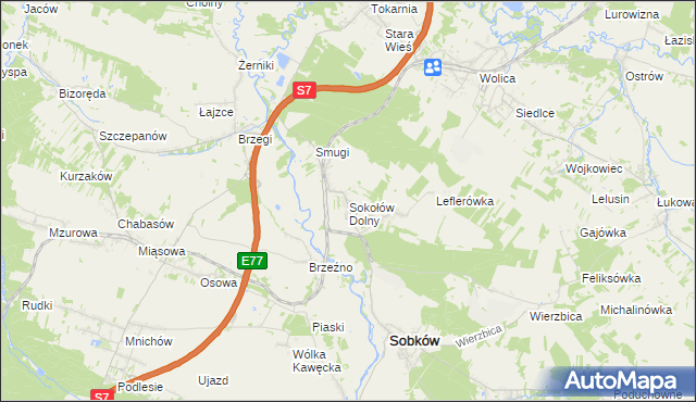 mapa Sokołów Dolny, Sokołów Dolny na mapie Targeo