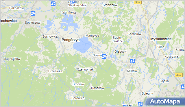 mapa Sosnówka gmina Podgórzyn, Sosnówka gmina Podgórzyn na mapie Targeo