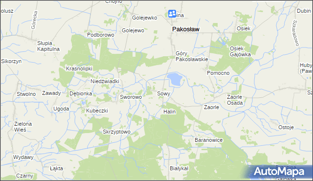 mapa Sowy gmina Pakosław, Sowy gmina Pakosław na mapie Targeo