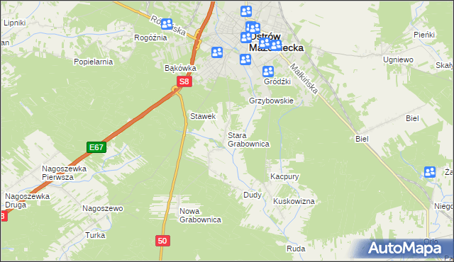 mapa Stara Grabownica, Stara Grabownica na mapie Targeo