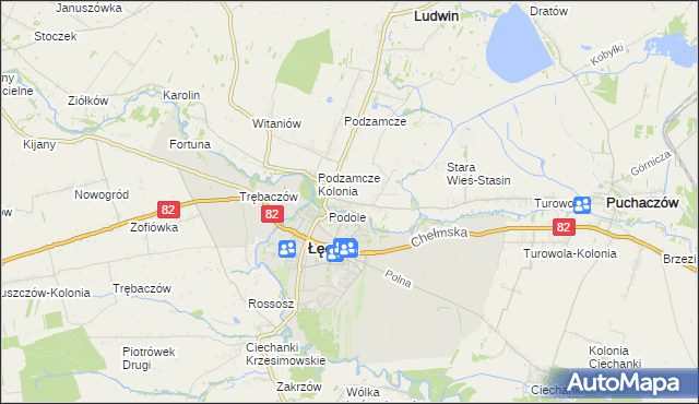mapa Stara Wieś gmina Łęczna, Stara Wieś gmina Łęczna na mapie Targeo