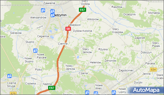 mapa Stary Janków, Stary Janków na mapie Targeo