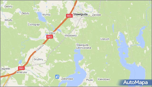 mapa Stawiguda Leśniczówka, Stawiguda Leśniczówka na mapie Targeo