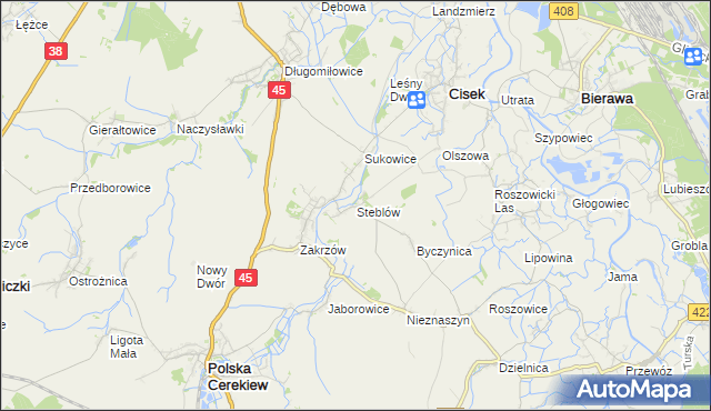 mapa Steblów gmina Cisek, Steblów gmina Cisek na mapie Targeo