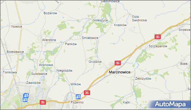 mapa Stefanowice gmina Marcinowice, Stefanowice gmina Marcinowice na mapie Targeo