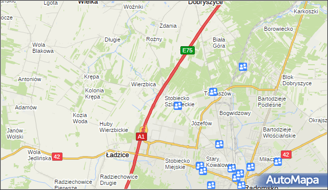 mapa Stobiecko Szlacheckie, Stobiecko Szlacheckie na mapie Targeo