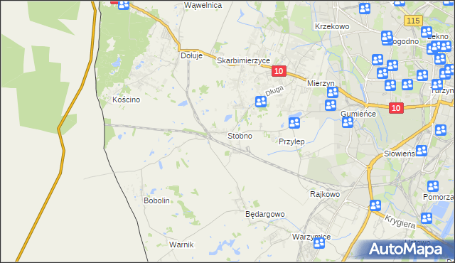 mapa Stobno gmina Kołbaskowo, Stobno gmina Kołbaskowo na mapie Targeo