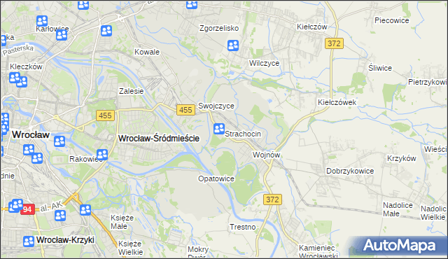 mapa Strachocin gmina Wrocław, Strachocin gmina Wrocław na mapie Targeo